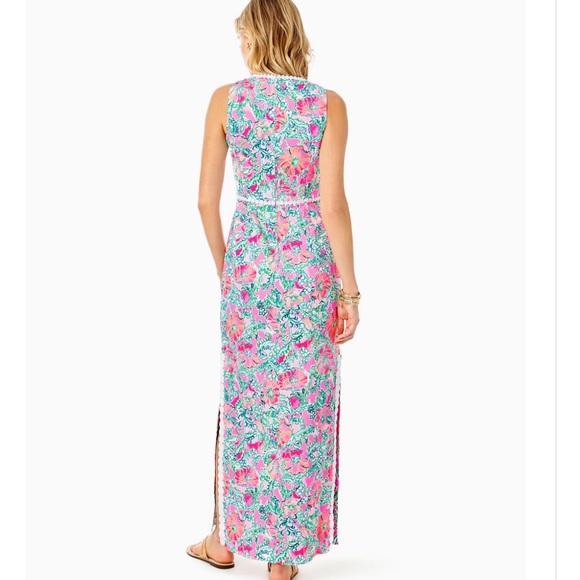 Lilly Pulitzer Ashler Stretch Maxi Shift Dress in Soleil Pink Perfect Poppy NWT - Picture 2 of 5